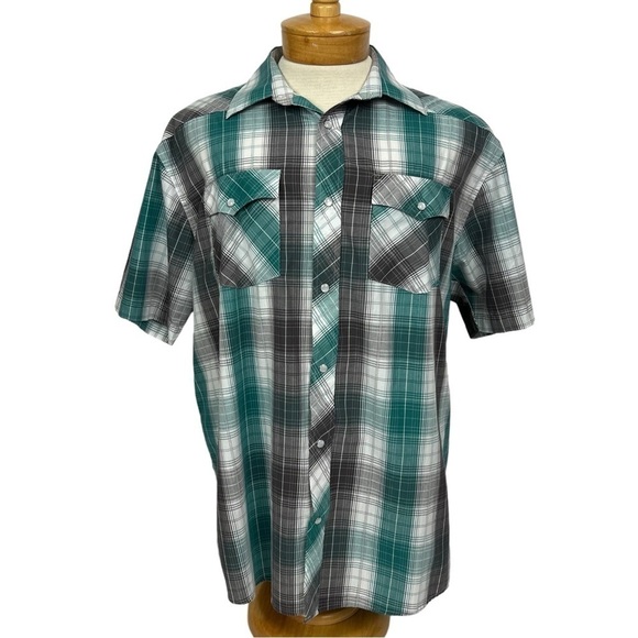 Gioberti Men’s Western Style White Pearl Snap Shirt Sz XL Multi Color Plaid SS - Picture 1 of 11